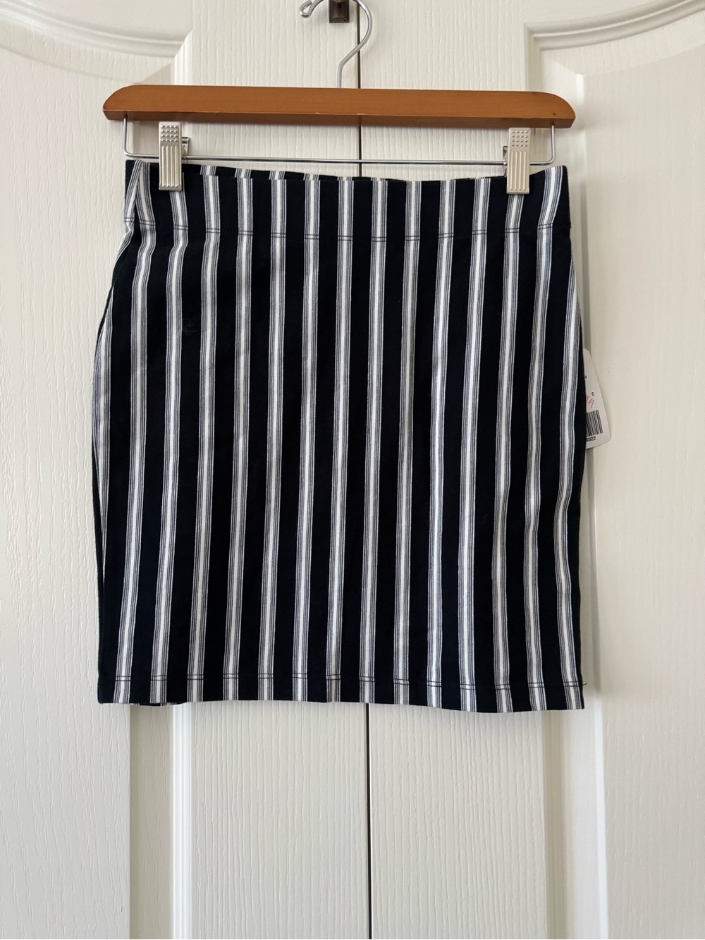 Forever 21 Black and White Vertical Stripe Mini Skirt